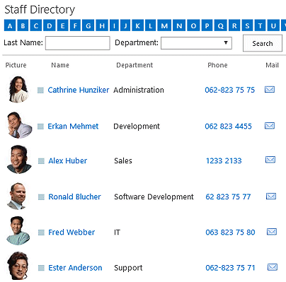 Staff Directory Web Part