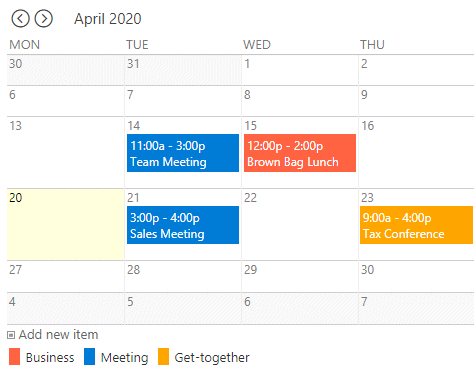 Sharepoint 2019 Modern Color Calendar Web Part