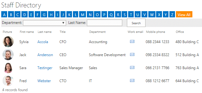 Sharepoint 2019 Modern Staff Directory Web Part