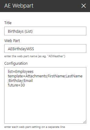 Web Part Configuration