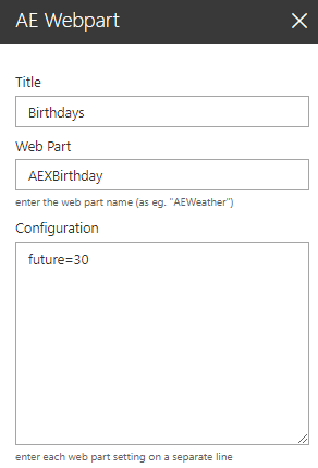 Web Part Configuration