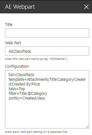 Web Part Configuration