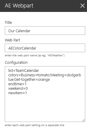 Web Part Configuration