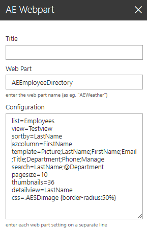 Web Part Configuration