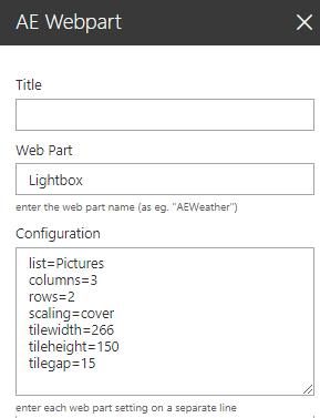 Web Part Configuration