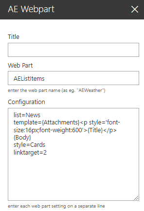 Web Part Configuration