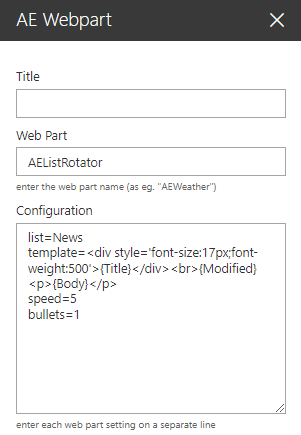 Web Part Configuration