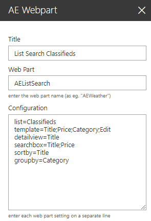 Web Part Configuration