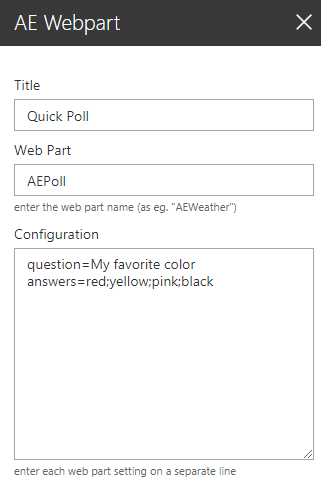 Web Part Configuration