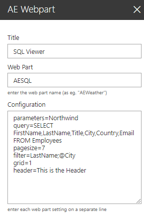 Web Part Configuration