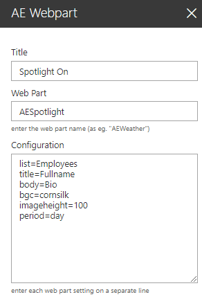 Web Part Configuration