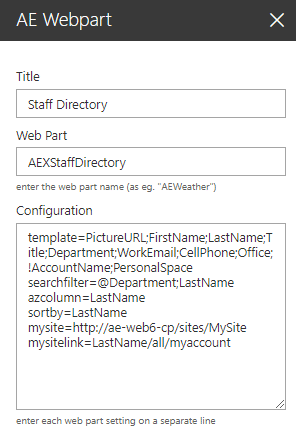 Web Part Configuration