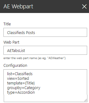 Web Part Configuration