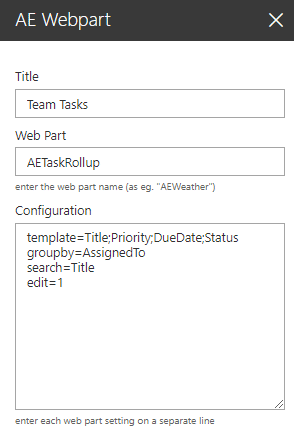 Web Part Configuration