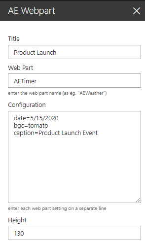 Web Part Configuration