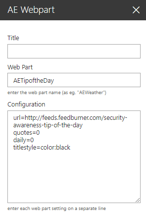 Web Part Configuration