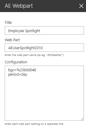 Web Part Configuration