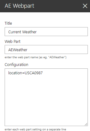 Web Part Configuration