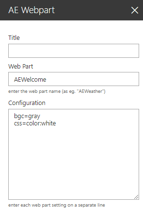 Web Part Configuration