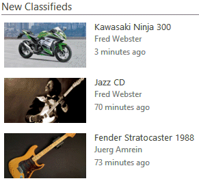 List Items Tile displaying the most recent Classifieds postsfrom a Sharepoint list