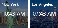 World Clock Tile displaying the time in the specified time zone