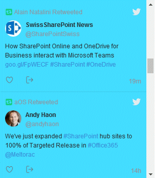 Twitter Tile displaying the most recent tweets