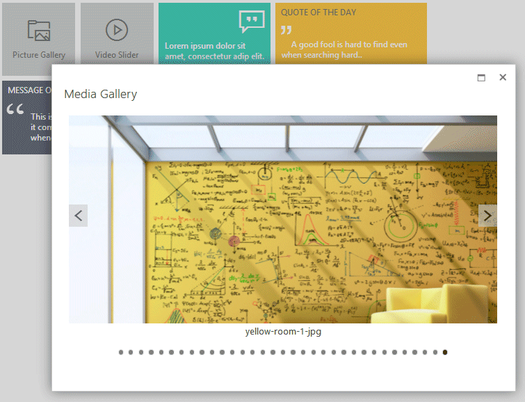 Media Gallery displayed in Sharepoint dialog popup